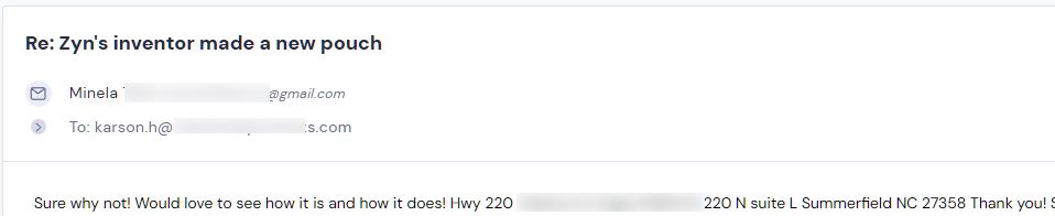Retailer reply from Sesh Products